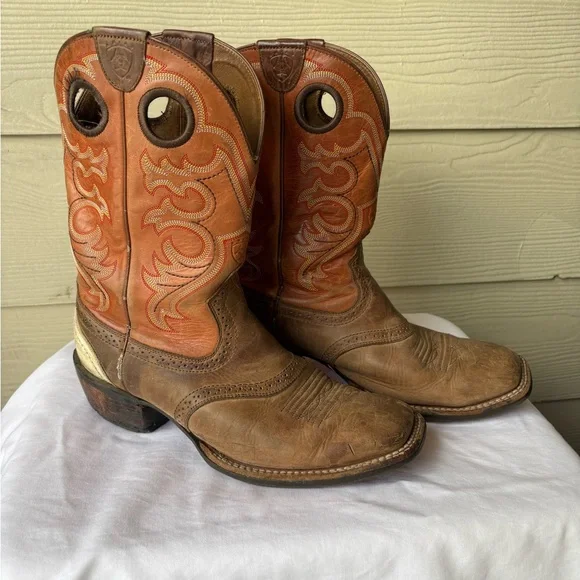 Ariat | Shoes | Ariat Brown And Tan Cowboy Boots With  display picture 1